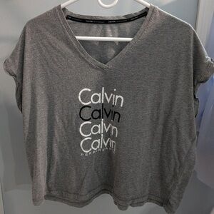 Calvin Klein Charcoal V-Neck Women's Tee